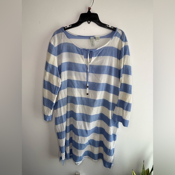 Palm Island Size 1X Striped Tunic Top - Picture 1 of 3